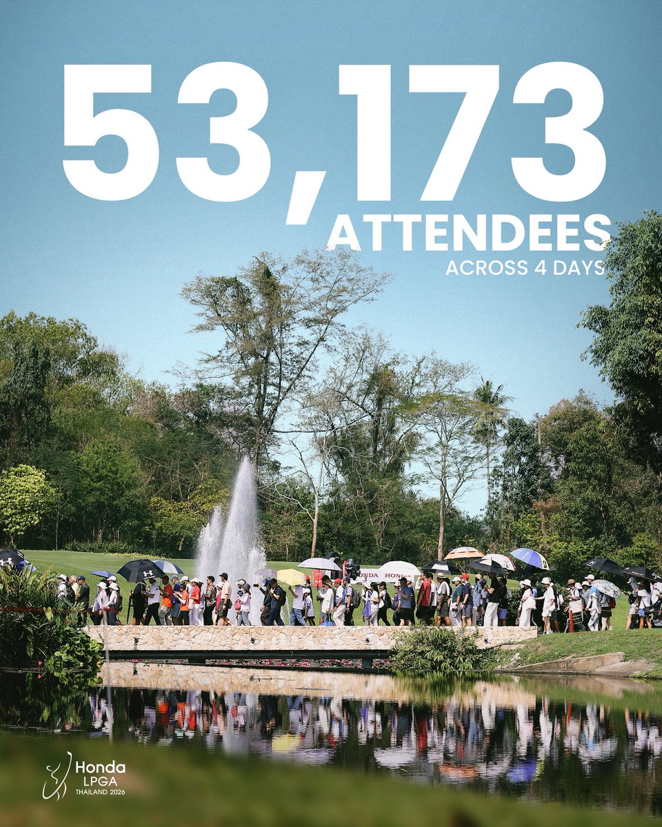 hondalpgath's tweet photo. A record-breaking crowd and an incredible atmosphere. 🙌

Thank you for making #HondaLPGAThailand so special. 🥰

พลังของแฟนๆในสนาม ขอบคุณที่มาสร้างสถิติใหม่ด้วยกัน 🇹🇭​ 🫶🏻​

#DriveInspiration  #LPGA https://t.co/iDfyXoSZls