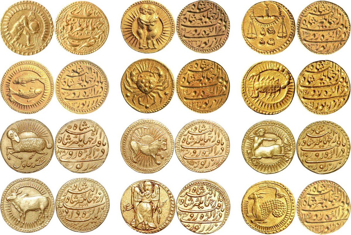 The mughal emperor Jahangir struck coins with the 12 signs of the zodiac