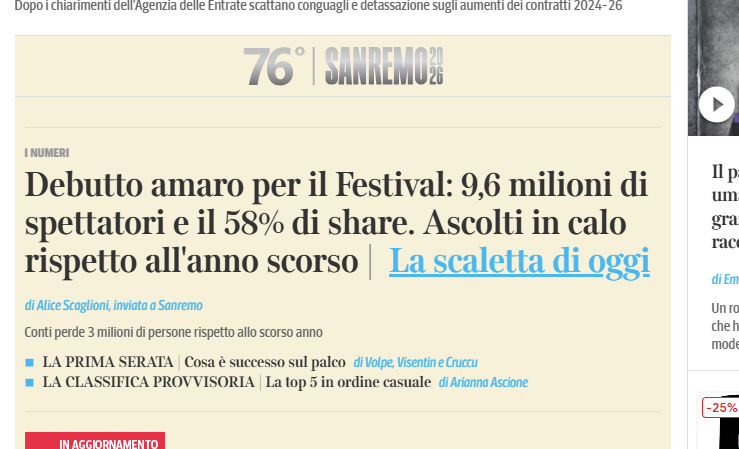 ma c`e ancora gente che guarda San Remo? #Sanremo2026