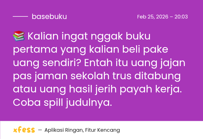 basebuku's tweet photo. 📚 Kalian ingat nggak buku pertama yang kalian beli pake uang sendiri? Entah itu uang jajan sekolah terus ditabung atau uang hasil jerih payah kerja. Coba sini cerita. https://t.co/EE0LfNb62b