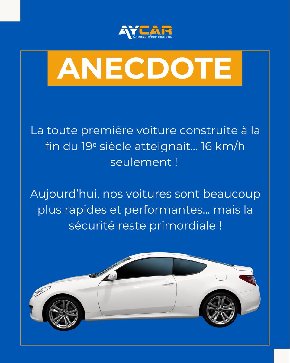 Aycar_sn's tweet photo. La 1ère voiture du 19ᵉ siècle roulait à… 16 km/h 😲

Aujourd’hui, nos véhicules vont plus vite 🚗
Mais la sécurité et l’entretien restent essentiels.

Vous auriez aimé conduire cette première voiture ? 🤔

#AYCAR #anecdoteauto #automobile #securiteauto #senegal https://t.co/Ad8OdJN4vf