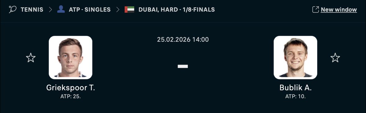 tomuchovabet's tweet photo. Dubai ATP 🇦🇪
Tie break dans le match 1.8
1% 💰

Après s'être cassé les dents dessus on y retourne cette après midi come on 🦾

-Leur dernière confrontation s'était soldé par 2 tie breaks consécutifs ici même à Dubai

❤️ si tu suis https://t.co/Uv0AtsSznb