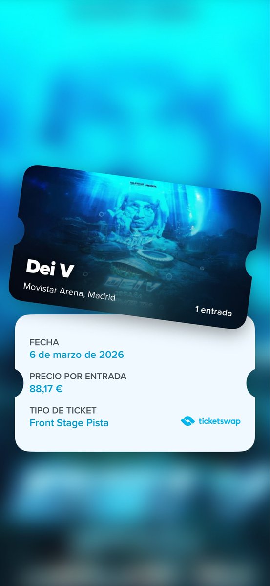 Lalilalia's tweet photo. Vendo entrada front stage pista para concierto Dei V en Madrid, día 6 de marzo 🎫
https://t.co/XMjO8XcEG2 https://t.co/Q9HWLTPtr2