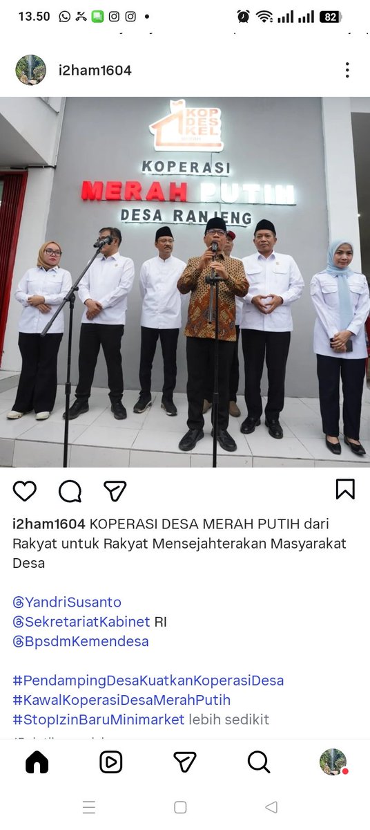 KOPERASI DESA MERAH PUTIH dari Rakyat untuk Rakyat Mensejahterakan Masyarakat Desa

<a href="/YandriSusanto/">Yandri Susanto</a>
@SekretariatKabinet RI 
@BpsdmKemendesa

#PendampingDesaKuatkanKoperasiDesa
#KawalKoperasiDesaMerahPutih
#StopIzinBaruMinimarket