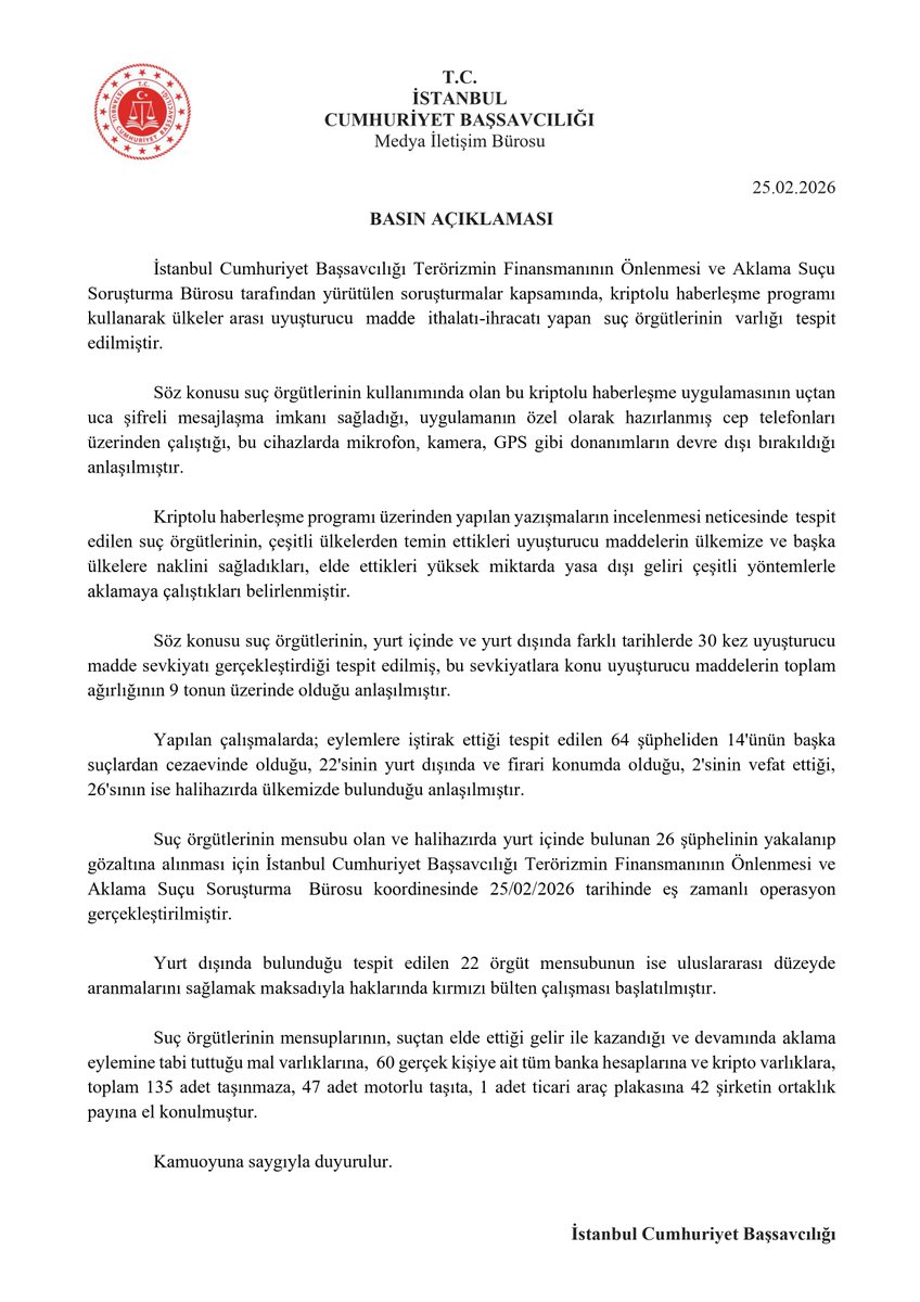 İstanbul Cumhuriyet Başsavcılığı tweet media