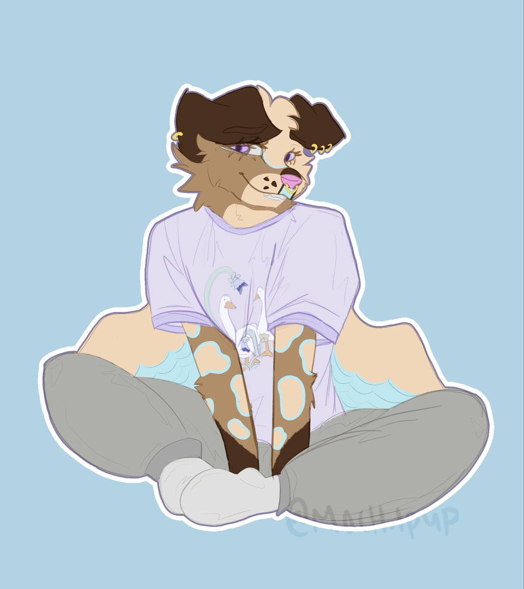 _mochipup's tweet photo. Some comfort art I drew up recently. Haven’t touched my tablet in a while cuz I’ve been pretty burnt out and need to focus on school. 

I’ve had a lot of DMs about people wanting a ych out of this. Lmk if ur interested! 
#furryartist #furryart #ych #fursona #furry #furryych #pup https://t.co/Sr3CrC3Kuj