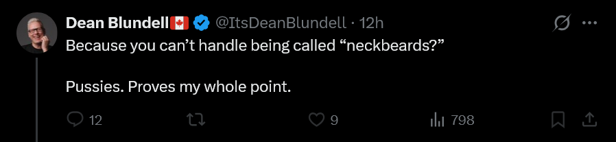 calls true Canadian pussies while hiding behind blocked accounts