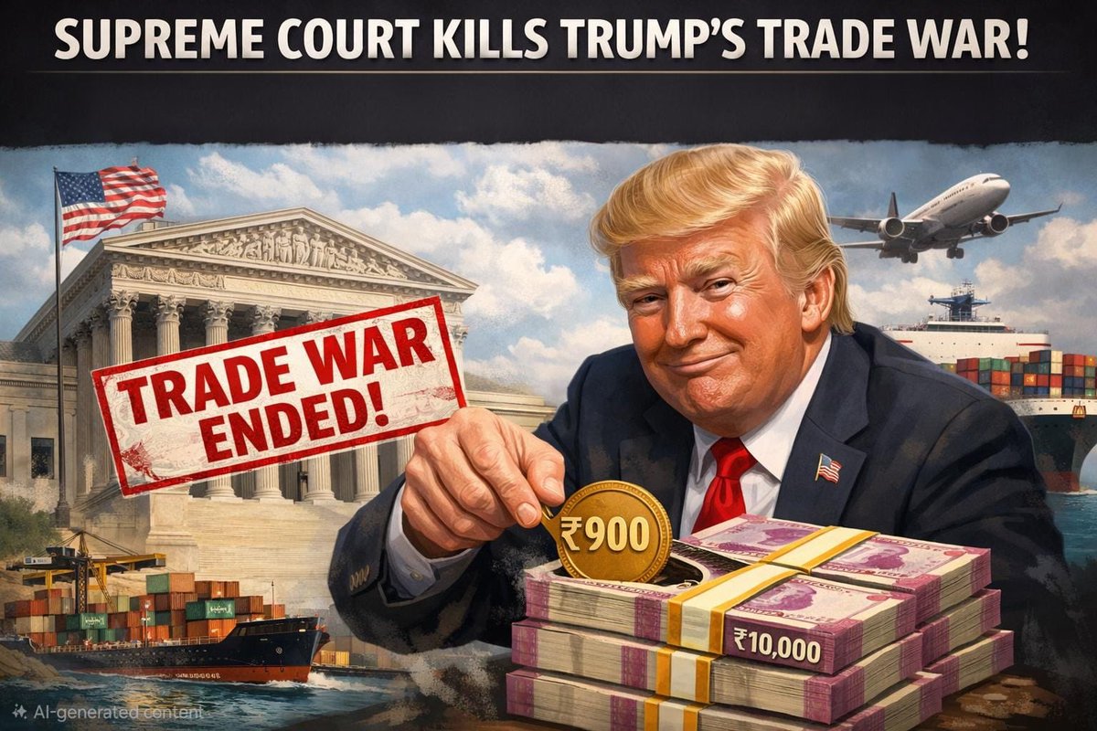 Finance_Bareek's tweet image. The US Supreme Court just KILLED Trump’s trade war, but he has already found a way to take ₹900 from every ₹10,000 you export. 🧵👇🏼

#IndiaUS #TradeWar #Exporters