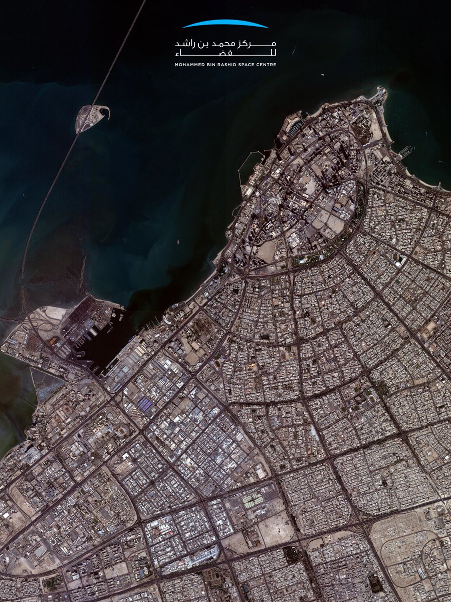 MBRSpaceCentre's tweet photo. We mark Kuwait’s 65th National Day by sharing two images captured by MBZ-SAT, showcasing Kuwait City and Jaber Al-Ahmad International Stadium. https://t.co/EU1JmXxjnP