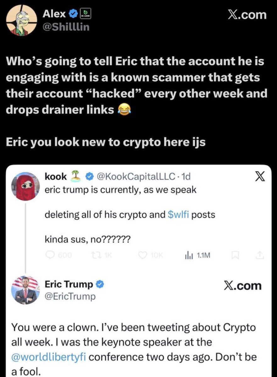 Scammer posts a photo of a scammer calling another scammer a scammer