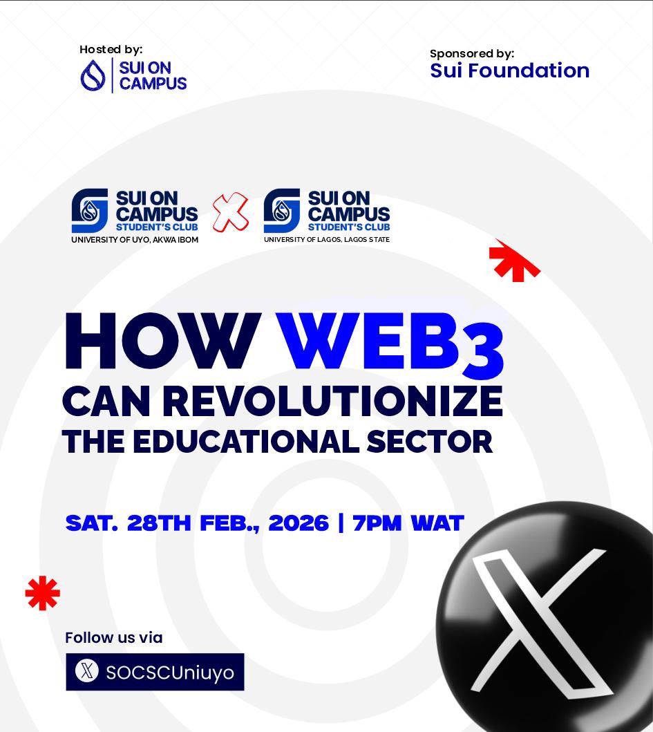Feed your curiosity here!

If you have ever thought about Web3’s role in the educational sector as well as its benefits, this X space is for you

In collaborative with <a href="/socscunilag/">SOCSC Unilag.sui</a>, we will be sharing core insights into this and showing you glaring opportunities therein.