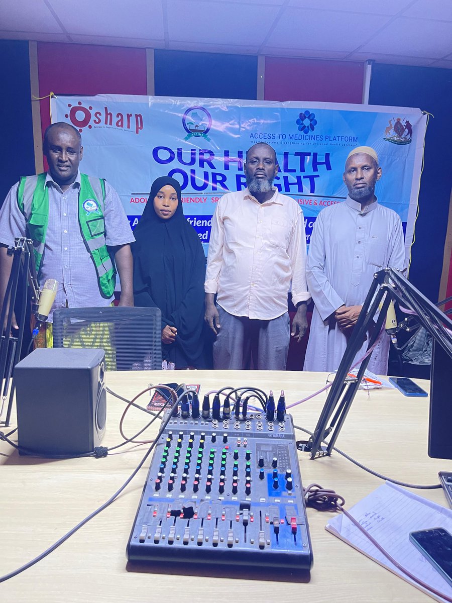 Apcine_Kenya's tweet photo. We are on-air at Dawa FM - Mandera for 'Our Health, Our Right.' Today’s discussion focuses on critical issues: GBV, Teen Pregnancy, and SRHR. Join us as we advocate for accessible health services for all. Grateful for the support of our partners @ProjectSHARP , @MeTAKenya2018 https://t.co/3kWOyKL8t2
