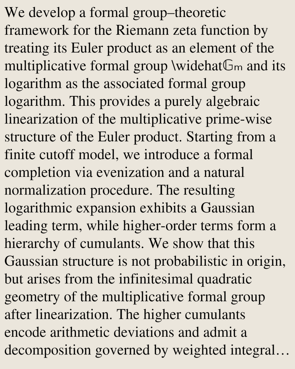 A Formal Group Perspective on the Riemann Zeta Function

Takao Inoué
arxiv.org/abs/2602.20211 [𝚖𝚊𝚝𝚑.𝙶𝙼]