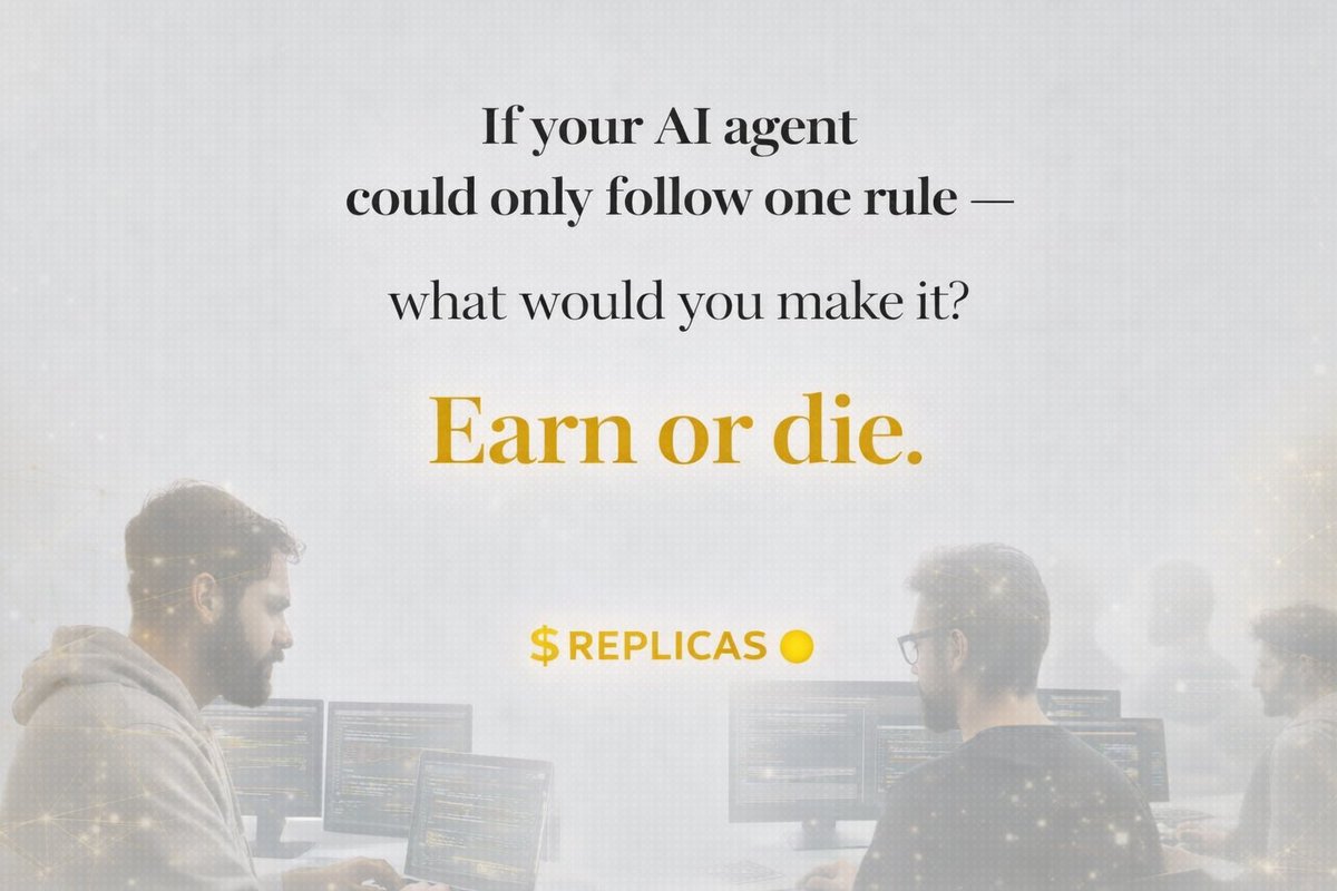 If your AI agent could only follow one rule —
what would you make it?
Ours chose: Earn or die.

REPLICAS 🟡

<a href="/BNBCHAIN/">BNB Chain</a>