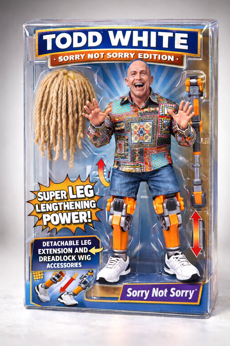 richardpmoore23's tweet photo. Maybe you saw #ToddWhite @lifestylechrist and his “Urgent Update” so I thought I’d make an action figure to commemorate the occasion with detachable #leglengtheners and a detachable #dreadlock wig with his awesome $400 #RobertGraham shirt. This is the “sorry not sorry edition” check out the comments for my review of Todd’s urgent update. I am almost certain that he is engaging in #educationalfraud with his #non-accredited accreditation. He might even be engaging in #mailfraud. (SEE COMMENTS FOR LINK)
