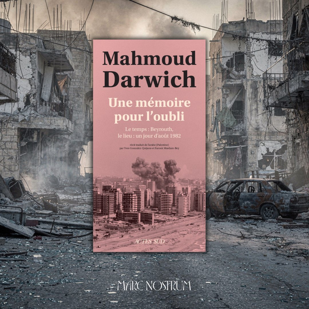 Beyrouth, août 1982. 💥
Mahmoud Darwich compose avec Une mémoire pour l’oubli un récit sobre et puissant où le geste quotidien devient résistance. Une réflexion pénétrante sur mémoire et exil, publiée par <a href="/ActesSud/">Actes Sud</a>.

🔎 Découvrez notre lecture  ➡️cutt.ly/JtWnS9DD