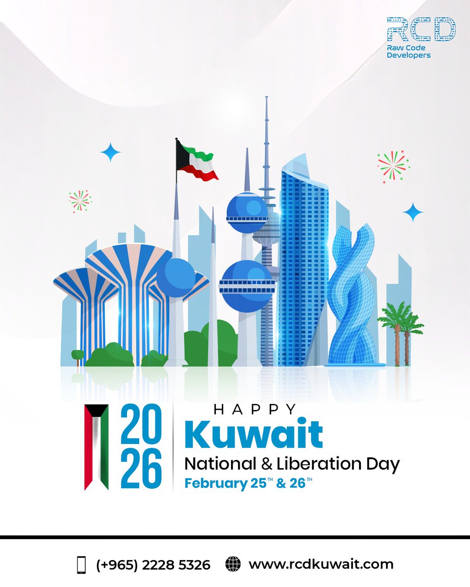 rcdkuwait's tweet image. RCD wishes everyone a joyful Kuwait National and Liberation Day 🇰🇼✨

May this occasion inspire true unity, strength, and prosperity across nation. Together, we celebrate Kuwait’s glory and future. 🎉🇰🇼
#kuwaitnationalday #halafeb #halafeb2026 #kuwaitcity #kuwaitliberationday