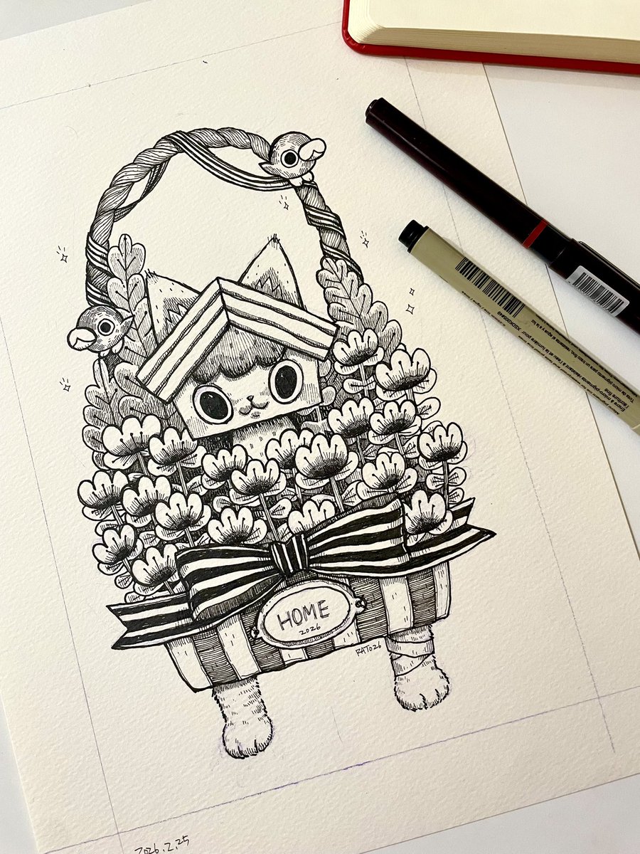 ratokimtoy's tweet photo. When I draw each line one by one with a pen, my mind naturally feels calm and at ease.😊
#pendrawing #linedrawing #lineart #inkdrawing #fineliner #sweethomecat #home
#handdrawn #sketchpractice #dailyline https://t.co/OQmEGSo7iT
