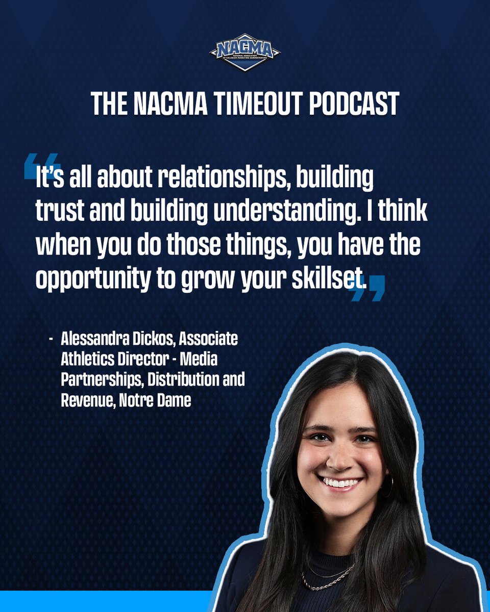 NACMANews's tweet photo. New #NACMA Timeout Podcast Episode 🎙️

@sandradickos breaks down how @FightingIrish aligns media, distribution and revenue, without compromising brand.

🎧 Listen: https://t.co/w8eXSvyoWa https://t.co/j0akOxaNax