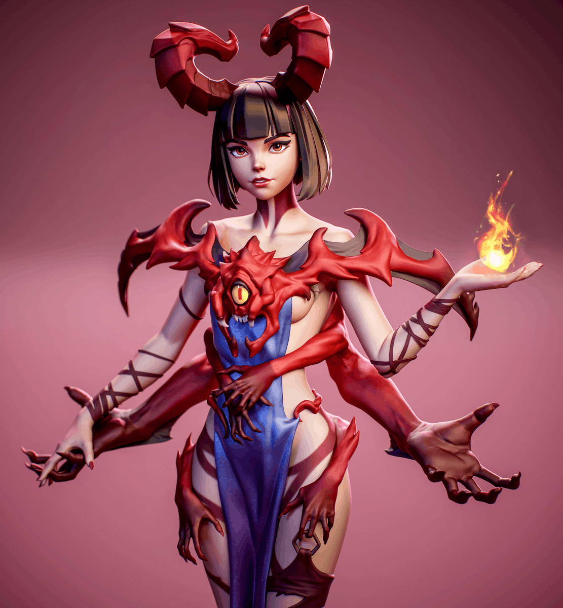 therioren's tweet photo. Speed sculpt of a succubus for the FUNGI Studio challenge #LoveFever #ZBrush #StylizedGirl #FungiStudio https://t.co/blDoV2STLM