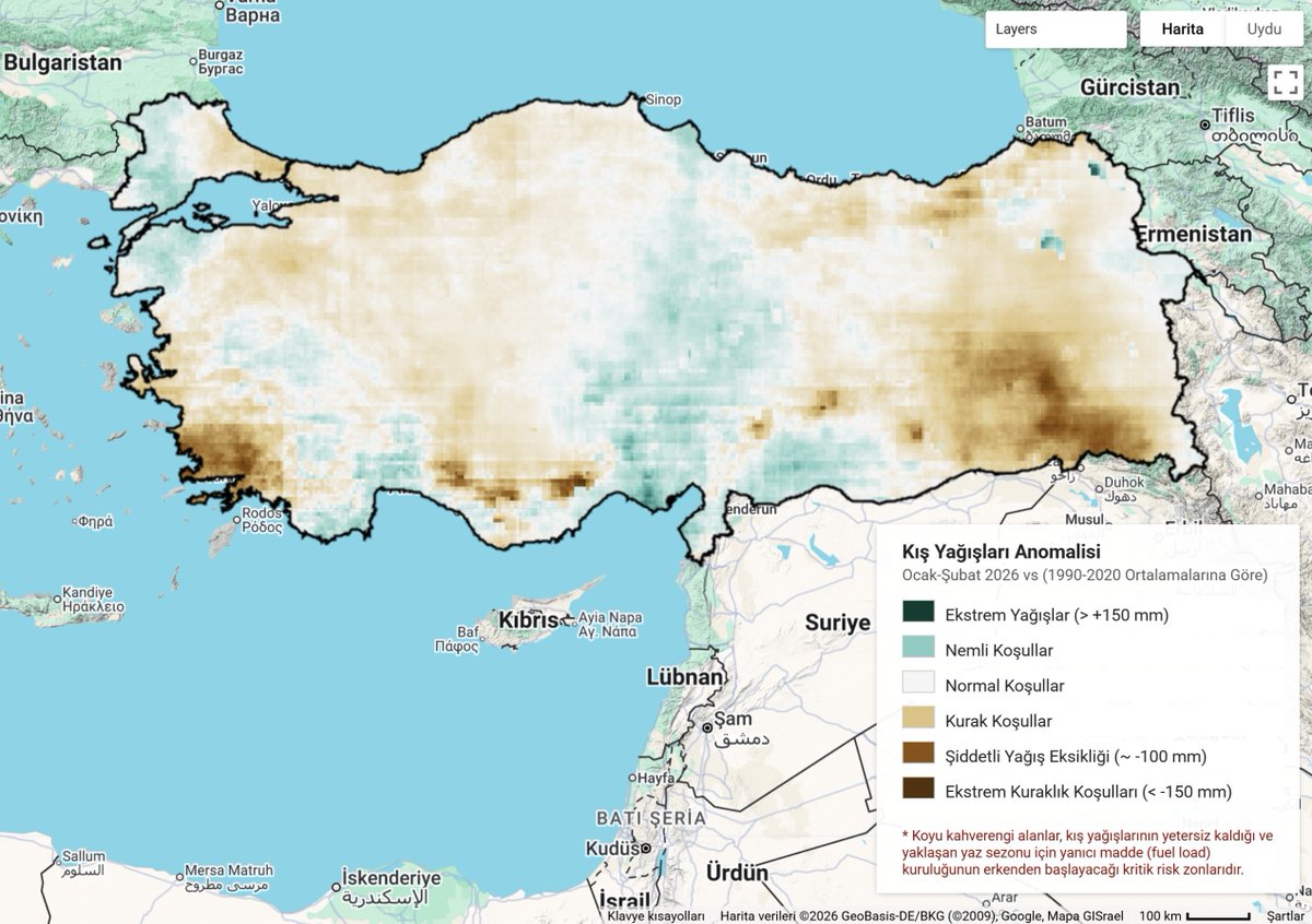 Bereketli yağışlara rağmen "ekolojik kuraklık" sürüyor! Özellikle 2025'te Batı Karadeniz, Güney Marmara ve Batı Anadolu'daki mega orman yangınları sonrası; yanan sahalarda toprak nemi ve yeraltı suyu beslenmesi için çok daha fazla yağışa ihtiyacımız var!
#kuraklık #yağış