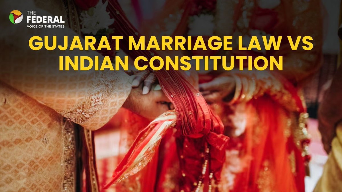 TheFederal_News's tweet photo. Parents' yes for marriage? Constitutional debate over Gujarat’s new rule
WATCH | https://t.co/oTnJ89ElzB
For more such videos, subscribe: https://t.co/0WbVK3xLH8
#Constitution #Gujarat #Marriage #Laws #ParentsConsent #Article21 #RightToChoose #InterCasteMarriage #SpecialMarriageAct @krishnanPramila