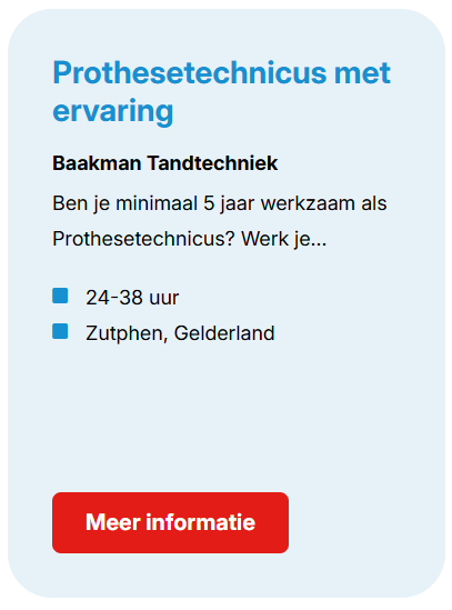 mijnmond's tweet photo. VACATURE: Prothesetechnicus met ervaring
https://t.co/FlTYJNBljS https://t.co/BYuX9yCLkr