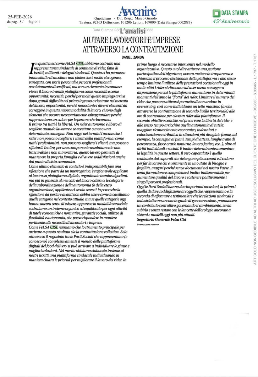 FeLSA Cisl Nazionale tweet media