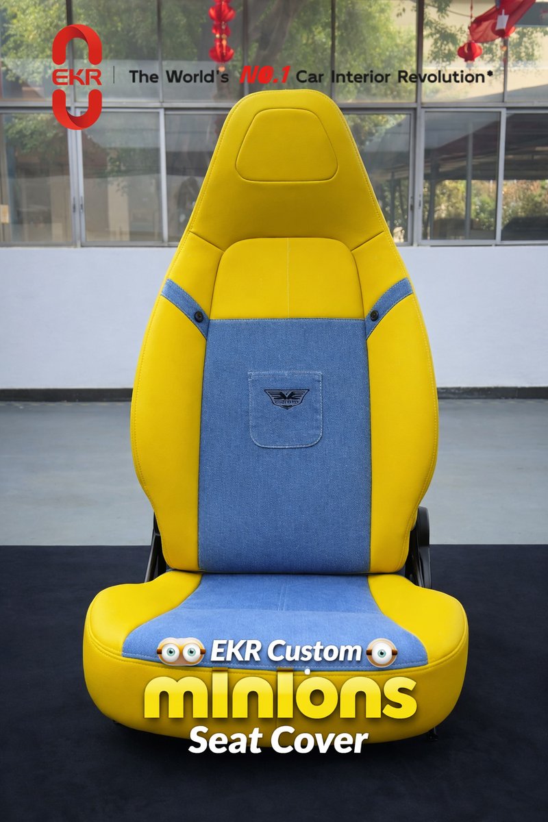 ekrcover's tweet photo. Would You Actually Drive This? 💛🔥 EKR Custom Minions Seat Cover

This is NOT for boring drivers.

Bright yellow. Denim center panel.
Zero subtle energy.
EKR custom seat cover just turned a regular seat into a full personality statement.
Love it or hate it — you’re definitely looking twice.

And it’s not just about looks.
Precision-cut to fit your exact model, hugging every curve for that clean, factory-style finish.
🚗 bold interior transformation
🛠 vehicle-specific custom fit
✨ durable, breathable & wipe-clean surface

Some people play it safe.
Some people drive different.
Shop now at https://t.co/Nfg89G0NLa
📍 9860 Rush St, South El Monte, CA

Drop a 💛 if you’d rock this.
#CarCulture #CustomInterior #SeatUpgrade #EKRCover #AutomotiveStyleMinions