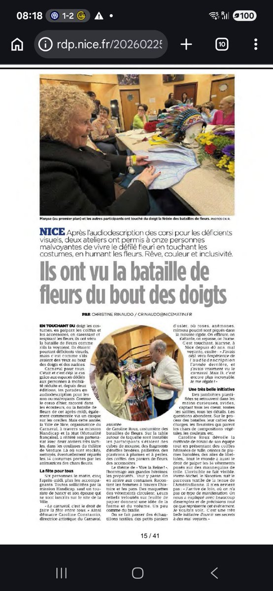 DemoryMathilde's tweet photo. Le @NiceCarnaval et la @VilledeNice toujours plus inventifs et plus inclusifs ! Une magnifique expérience pour les personnes déficientes visuelles. Parce qu'avec @cestrosi  l'accompagnement du handicap ce n' est que du concret. https://t.co/oeiB4suGzY