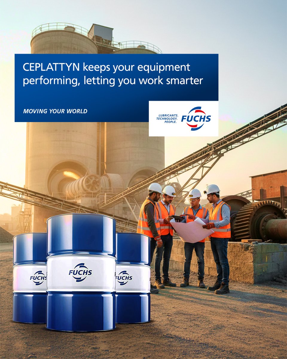 FuchsIndia's tweet image. CEPLATTYN keeps your heavy duty machines running smooth and performing longer even in the toughest conditions.

#fuchs #fuchsindia #movingyourworld #fuchsceplattyn
