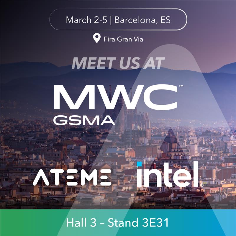 ateme_x's tweet photo. Premium video quality is expected on every screen.
At #MWC26, Ateme & @IntelBusiness will demonstrate how AI enhances video from lower-resolution sources without increasing source bandwidth.
Hall 3 | Stand 3E31
#MWC26 #VideoQuality #AIinVideo #MediaTech https://t.co/RcazLJFLMe