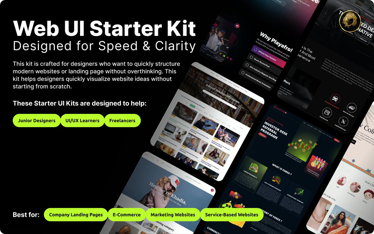 DevAshishDeval's tweet photo. Web UI Starter Kit @figma 
This kit helps designers quickly visualize Website ideas without starting from scratch. best for Marketing websites, Company landing pages, Service-based websites
https://t.co/sJ9mDgLzgm 

#figmauikit #freebies #websiteui #uikit https://t.co/mYZNy9fEIM