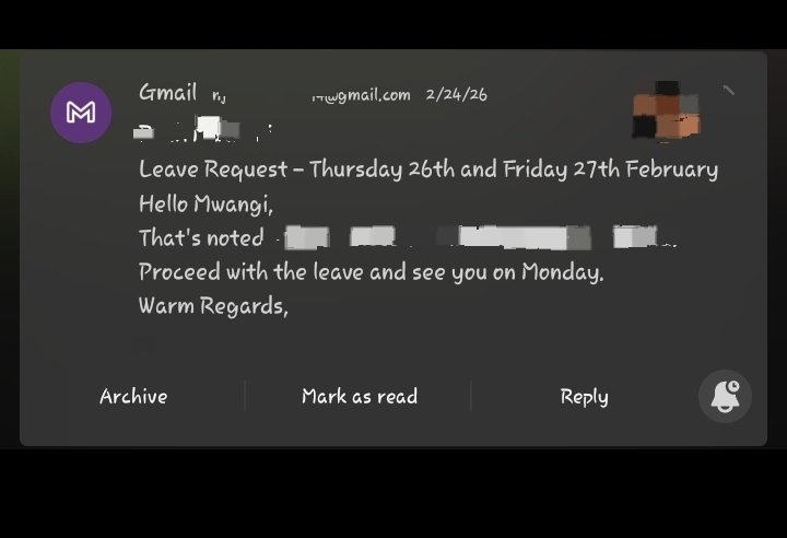 Niliapply leave nika time wakati Princess(niece) atakuwa midterm so from Thursday ni ice cream dates back to back alafu Sato 28th kuna event ya Njerae so more vibes mamae. Mans is happy. Nyinyi kaeni na standards zenu mwitu. Nimeona email ya approved🤭 msirepost hii asione