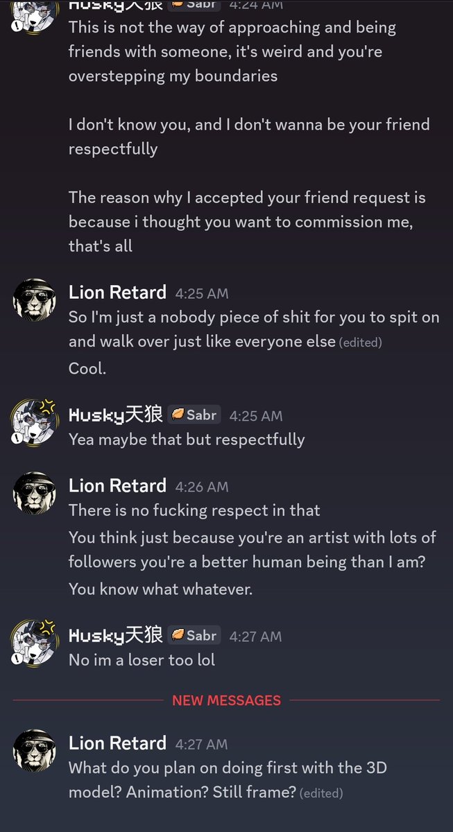 Don't ever be friends with artist and guilt trips them just get nsfw art that they're not comfortable to work with, that's not how it works lol