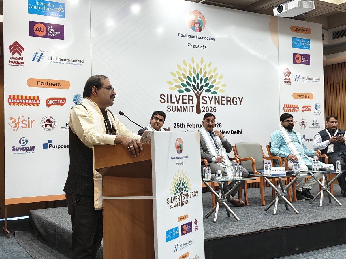 apsinghvisen's tweet photo. Thank You Prof @kg_suresh for your key note address and encouragement at Silver Energy Summit 2026.

At @DadidadaF we always work towards elderly care and #social awareness.

@IIC_Delhi @UNFPAIndia @aubankindia https://t.co/M9T9SYY8aR