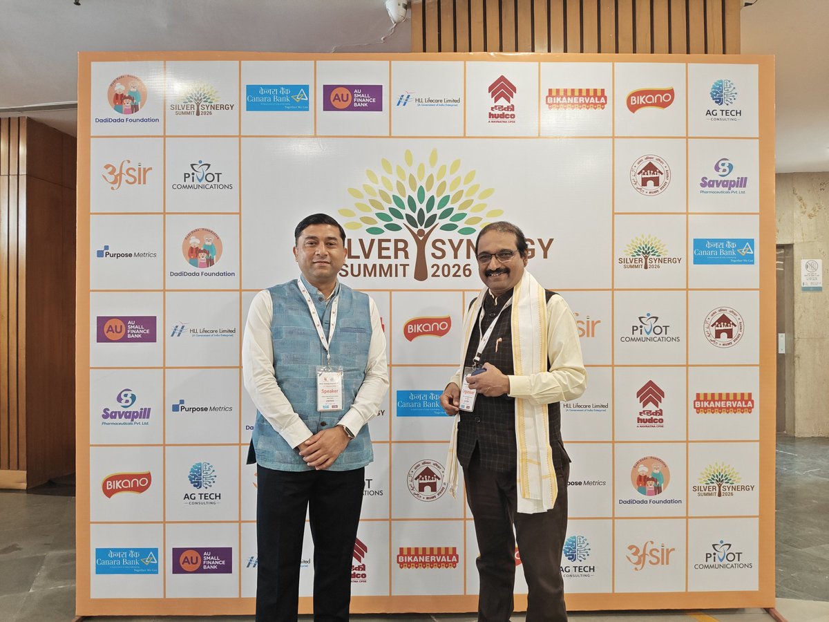 apsinghvisen's tweet photo. Thank You Prof @kg_suresh for your key note address and encouragement at Silver Energy Summit 2026.

At @DadidadaF we always work towards elderly care and #social awareness.

@IIC_Delhi @UNFPAIndia @aubankindia https://t.co/M9T9SYY8aR