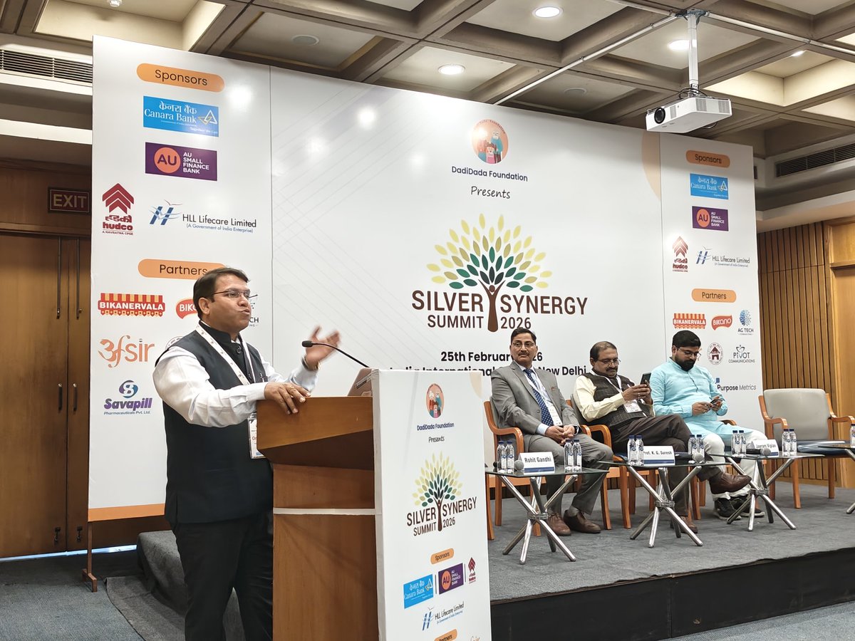 apsinghvisen's tweet photo. Thank You Prof @kg_suresh for your key note address and encouragement at Silver Energy Summit 2026.

At @DadidadaF we always work towards elderly care and #social awareness.

@IIC_Delhi @UNFPAIndia @aubankindia https://t.co/M9T9SYY8aR