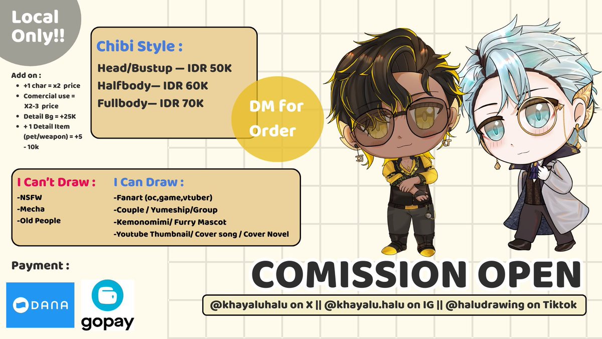 khayaluhalu's tweet photo. [💗&amp; 🔁 share really appreciated ] 🥰🥰🥰🥰🥰

Hello guys aku buka comission lagi gaes dengan porto baru ehhe.  Ehehe. Kalau mau nanya dulu, boleh ya ges kalo masih bingung.
Bisa langsung dm di sini atau IG.

More sample ada di bawah ya

#comissionopen #artidn #zonauang https://t.co/tBxGfnzbnU