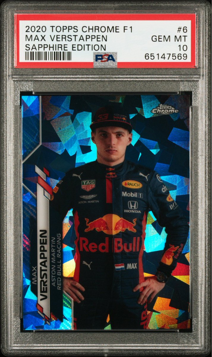 2020 Topps Chrome F1 Sapphire #6 Max Verstappen PSA 10: $600