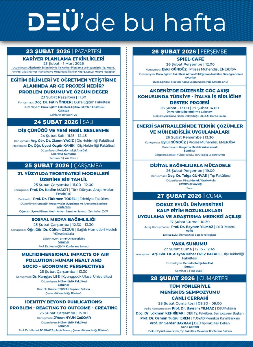 DEÜ'de Bu Hafta