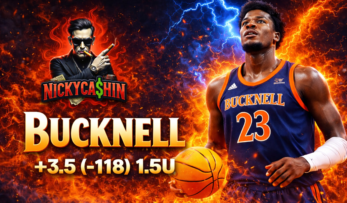 NickyCashin's tweet photo. Early CBB Wednesday 🏀

Bucknell Bison +3.5 (-118) 1.5U

13-7 (65%) Last 20 CBB Free Plays 📈

❤️ = Riding with Nicky https://t.co/8oUXrDhDGt
