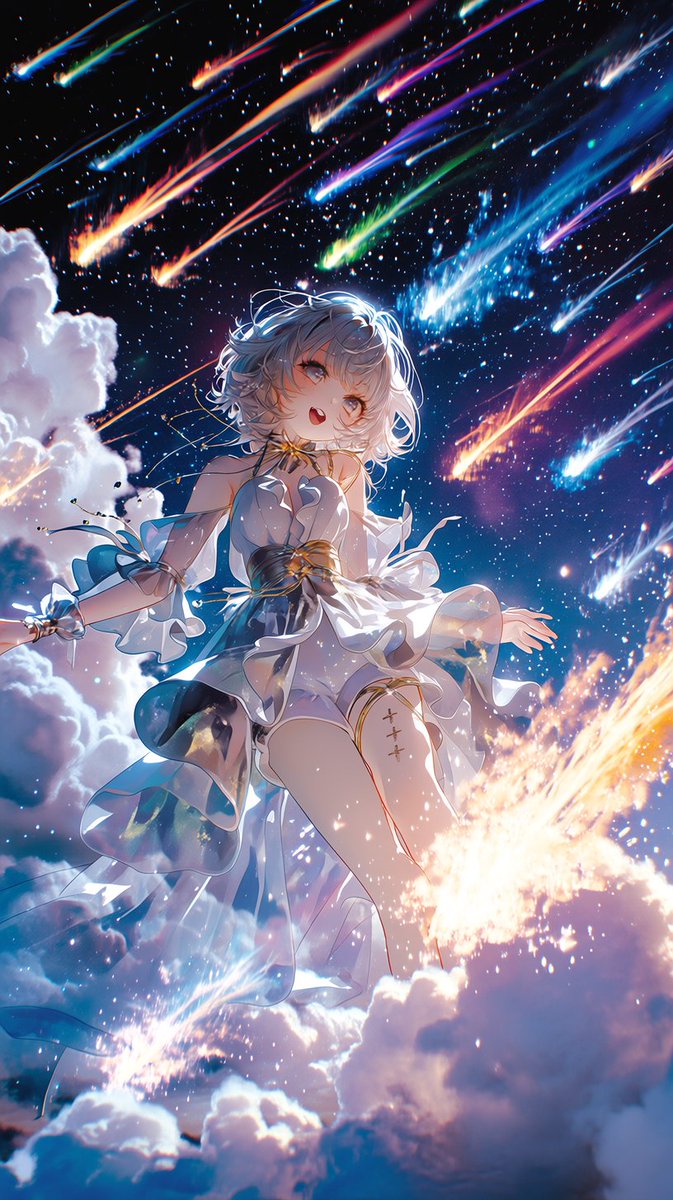 MytiMuffyn's tweet photo. Under shooting stars, from near or far — singing for you, my shining star.
流れ星の下、遠くても近くても — あなたに歌うよ、輝くあなたへ。
#AIart #AIイラスト #ShootingStars #SingingForYou #ShiningStar #StarryNight #ViralLove #流れ星 #あなたに #フォロワーに届け #星空ソング #心に届け