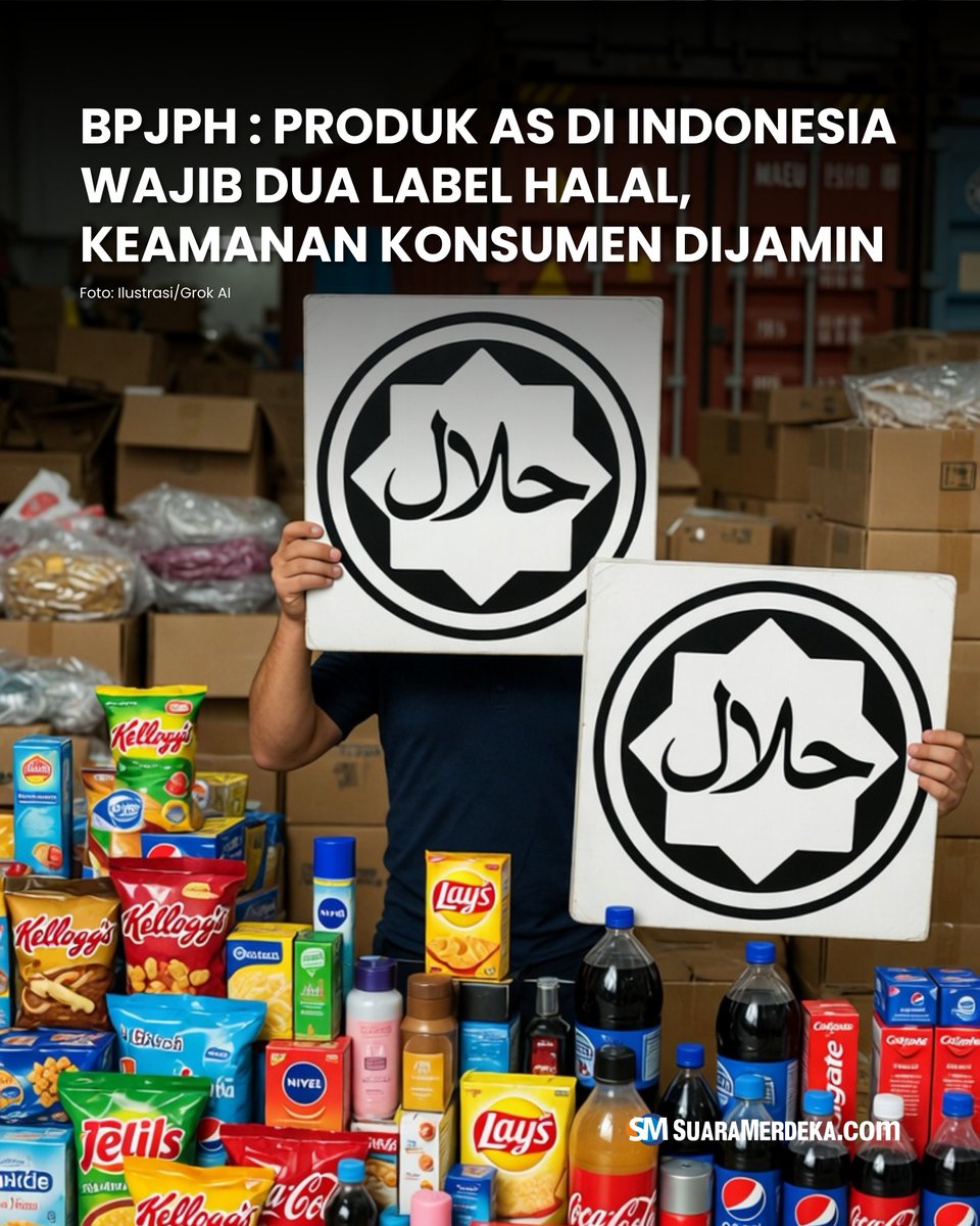 suaramerdeka's tweet photo. Badan Penyelenggaraan Jaminan Produk Halal (BPJPH) menegaskan kepastian perlindungan konsumen halal di tengah menguatnya kerja sama dagang Indonesia–Amerika Serikat.
#suaramerdeka #bpjph #labelhalal #produk #amerikaserikat #halalindonesia https://t.co/QvRRbnqb44