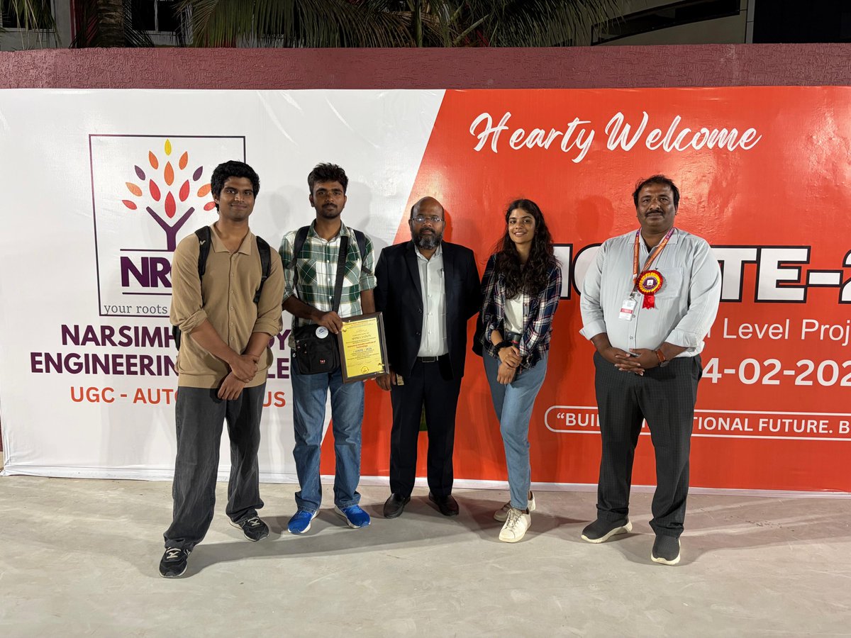 mgithyd's tweet photo. Students of Mahatma Gandhi Institute of Technology secured 🥇 First Prize at IGNITE-26 hosted by Narsimha Reddy Engineering College.
Strong work. Well earned. Keep raising the bar.
#IGNITE26 #FirstPrize #MGIT #StudentAchievement https://t.co/ihAZ4HJ4G6