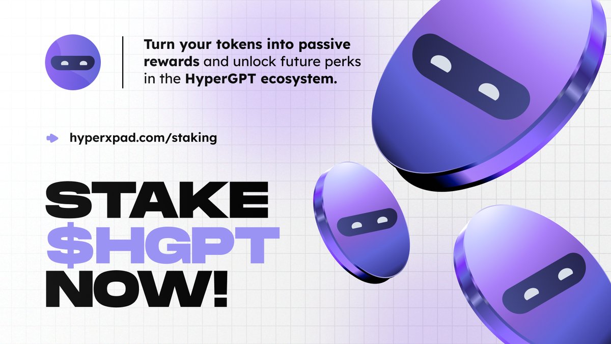 ⚡ Put Your $HGPT to Work.

Don’t just hold, power up. 🔋

Stake your tokens, earn rewards, and unlock exclusive advantages inside the #HyperGPT ecosystem.

⏳ Longer commitment.
🚀 Bigger upside.
🧠 Built for the AI × Web3 era.

Activate your stake &amp; start compounding your edge: