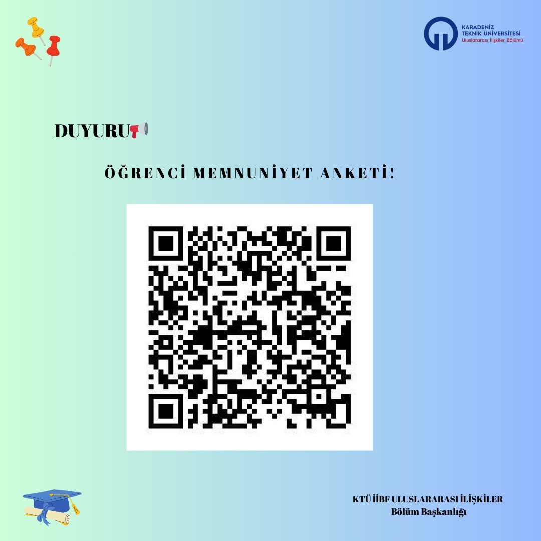 Sevgili öğrenciler,
öğrenci memnuniyet anketimize katılarak görüşlerini bize bildirebilirsiniz.
Ankete ulaşmak için: docs.google.com/forms/d/e/1FAI…