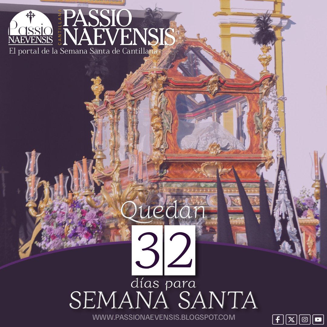 Quedan 32 días para Semana Santa.

#PN2026 #PassioNaevensis #Cantillana 

'Cada latido en Passio Naevensis':
passionaevensis.blogspot.com