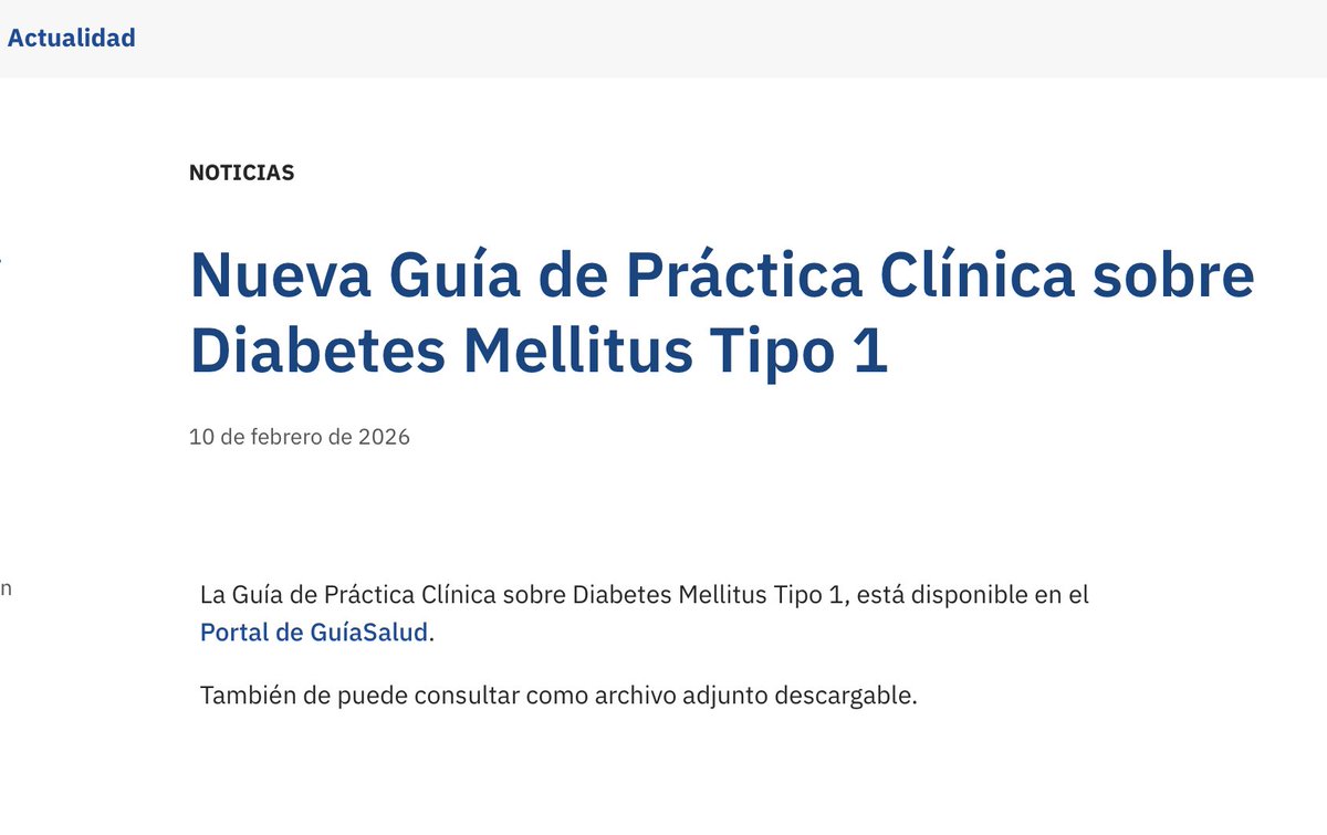 La Guía de Práctica Clínica sobre Diabetes Mellitus Tipo 1, está disponible en el Portal de GuíaSalud. Descarga la GPC aquí: 👇aeped.es/actualidad/gui…