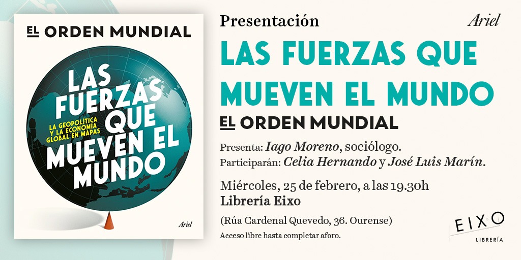 🎙️Presentación de 'Las fuerzas que mueven el mundo', de <a href="/elOrdenMundial/">El Orden Mundial</a>, hoy en Ourense. El encuentro será a las 19.30 h en la Librería Eixo. Participarán los autores <a href="/Geocelia_/">GeoCelia</a>  y <a href="/JoselrMarin/">José Luis Marín</a>. Presentará el acto <a href="/IagoMoreno_es/">Iago Moreno</a>⬇️⬇️ planetadelibros.com/libro-las-fuer…